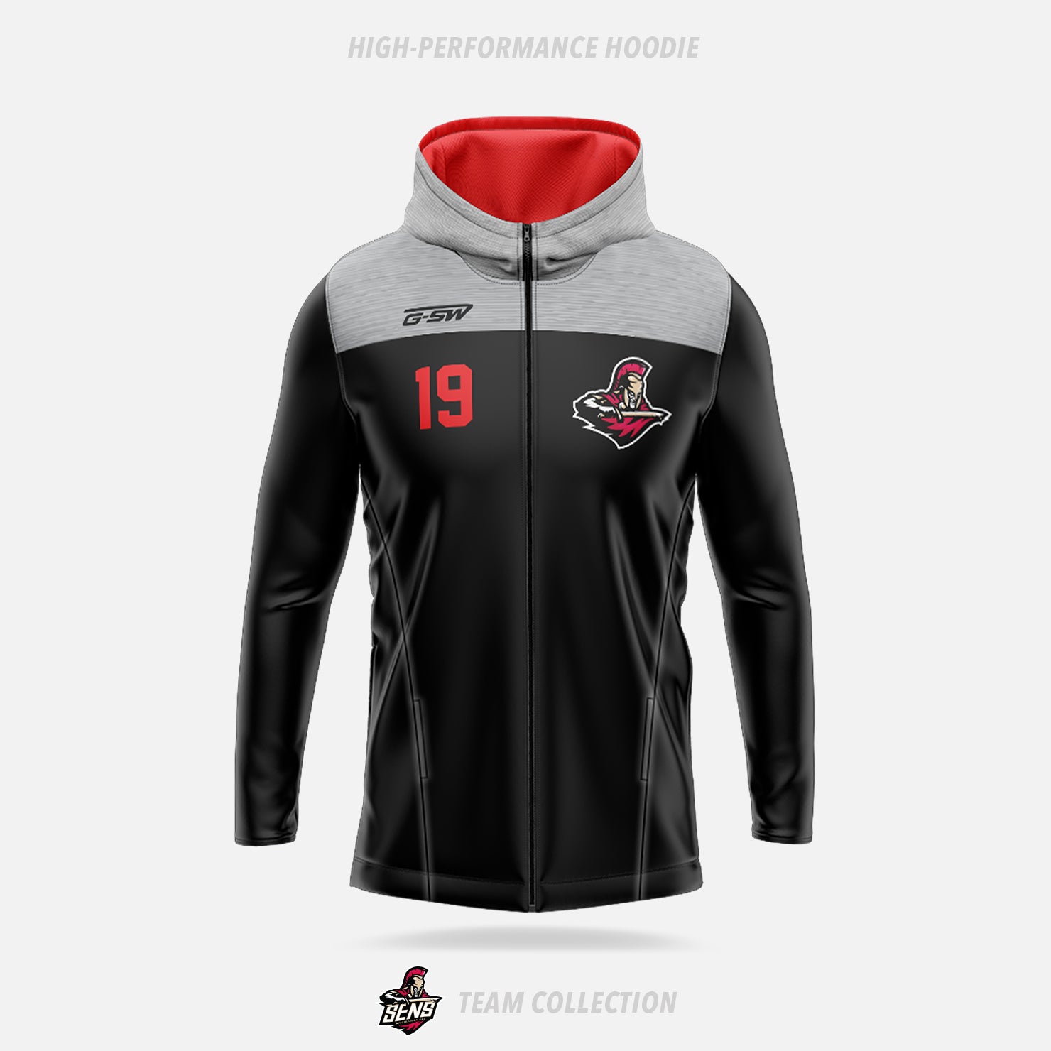 Mississauga Senators High-Performance Hoodie (Zip Up) - Mississauga Senators Team Collection