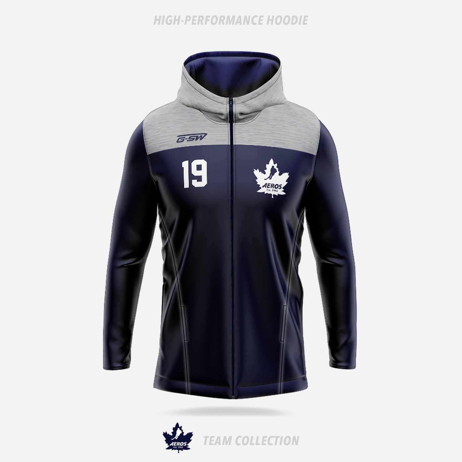 Toronto Aeros High-Performance Hoodie (Zip Up) - Toronto Aeros Team Collection