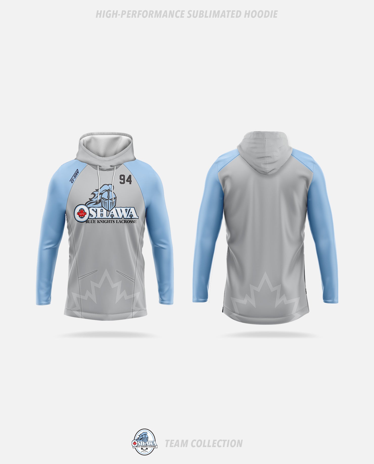 Oshawa Blue Knights High-Performance Sublimated Hoodie - Oshawa Blue Knights Team Collection
