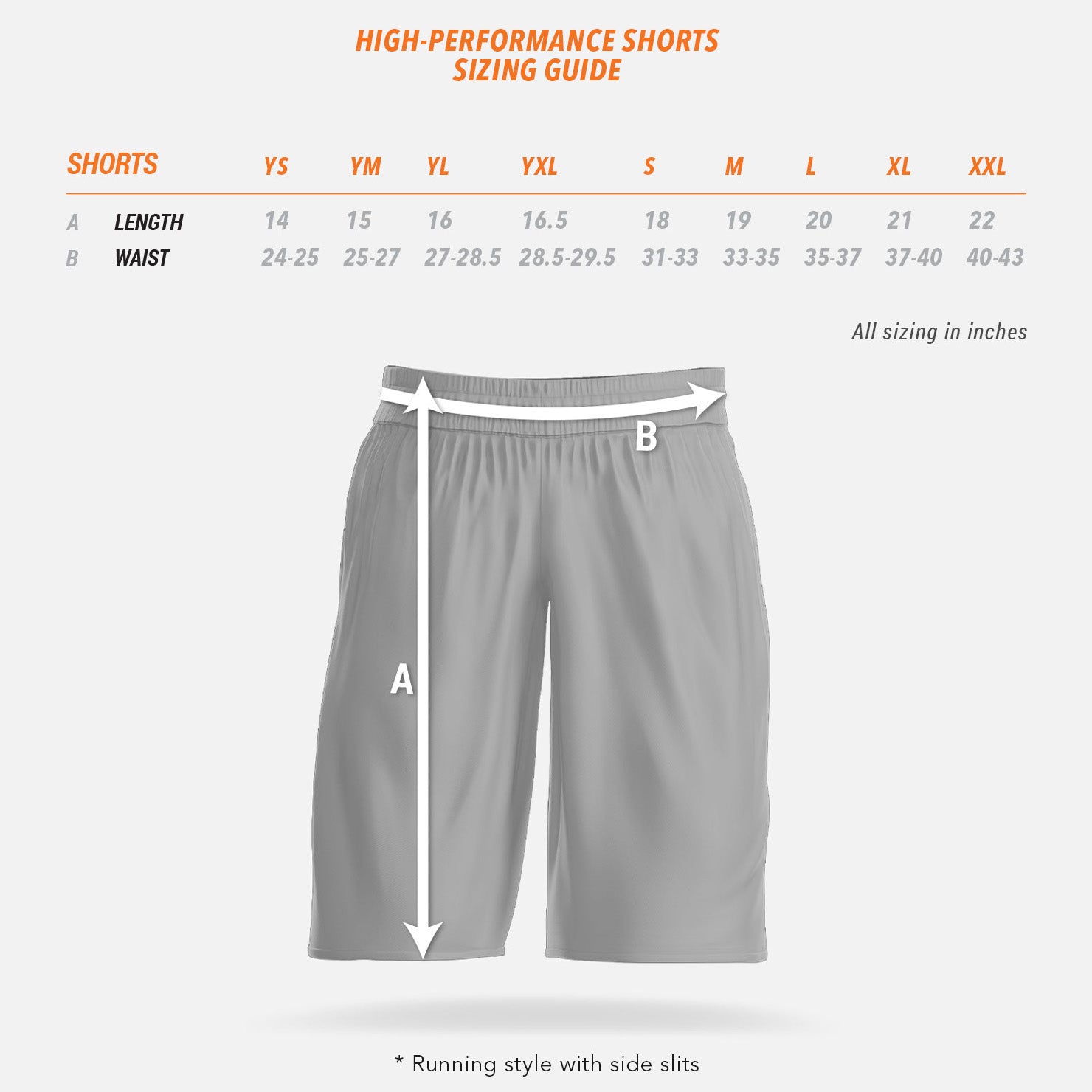 High-Performance Shorts Sizing Guide