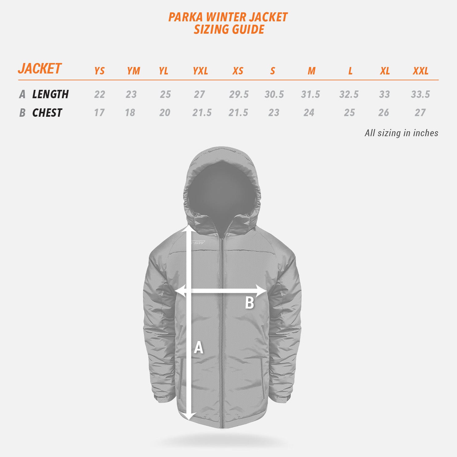 Parka Winter Jacket Sizing Guide