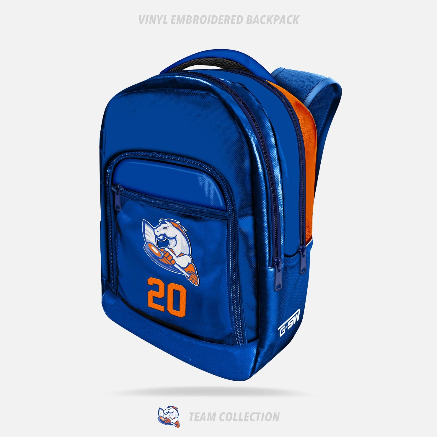 Victoria Village Mustangs Vinyl Embroidered Backpack