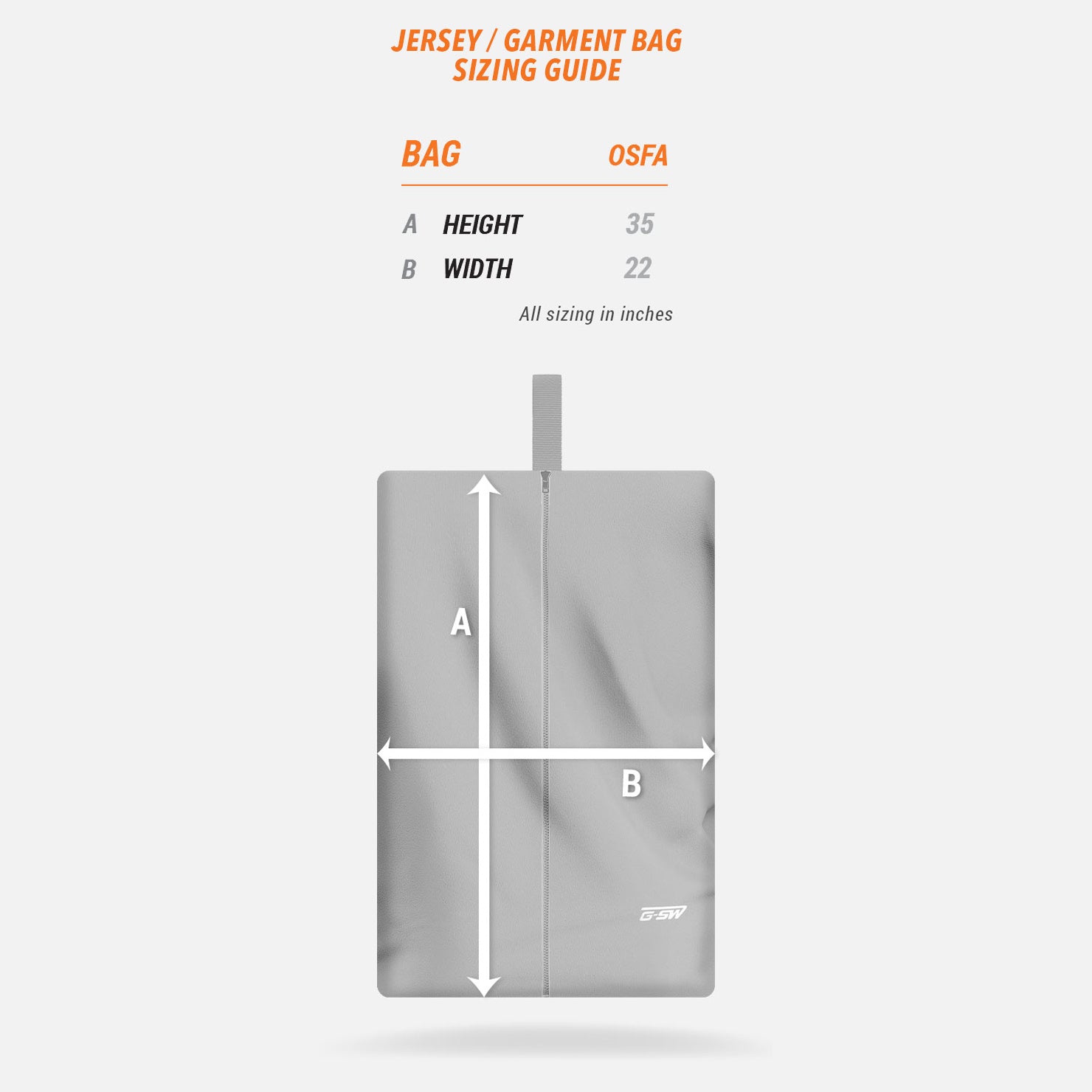 Jersey/Garment Bag Sizing Guide