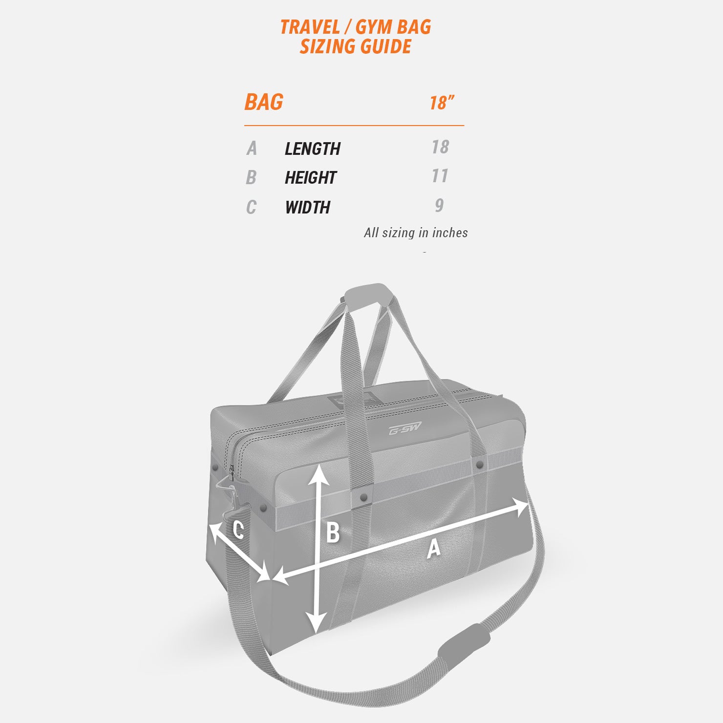 Travel/Gym Bag Sizing Guide