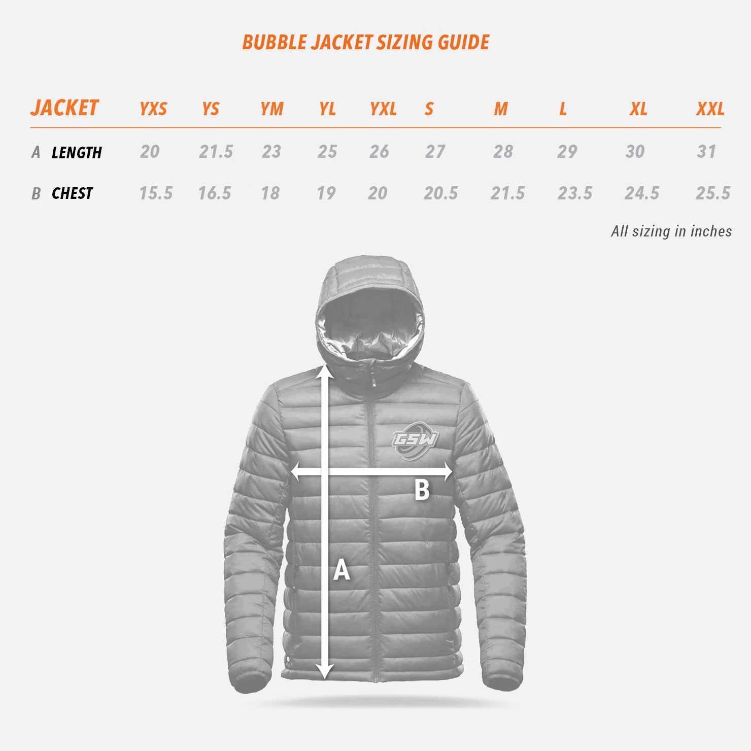 Bubble Jacket sizing image