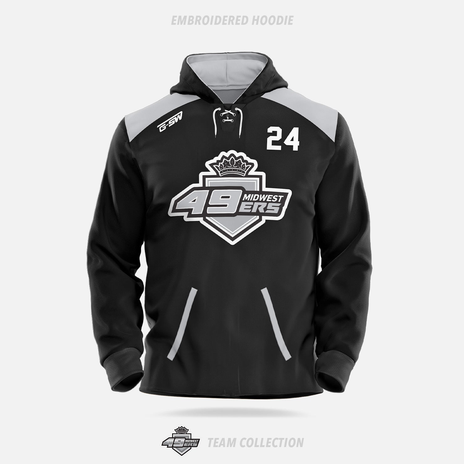 49ers Midwest Hockey Embroidered Hoodie - 49ers Midwest Hockey Team Collection
