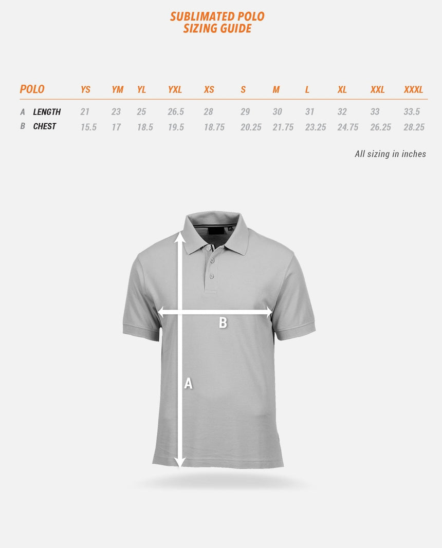 Sublimated Polo Sizing Guide