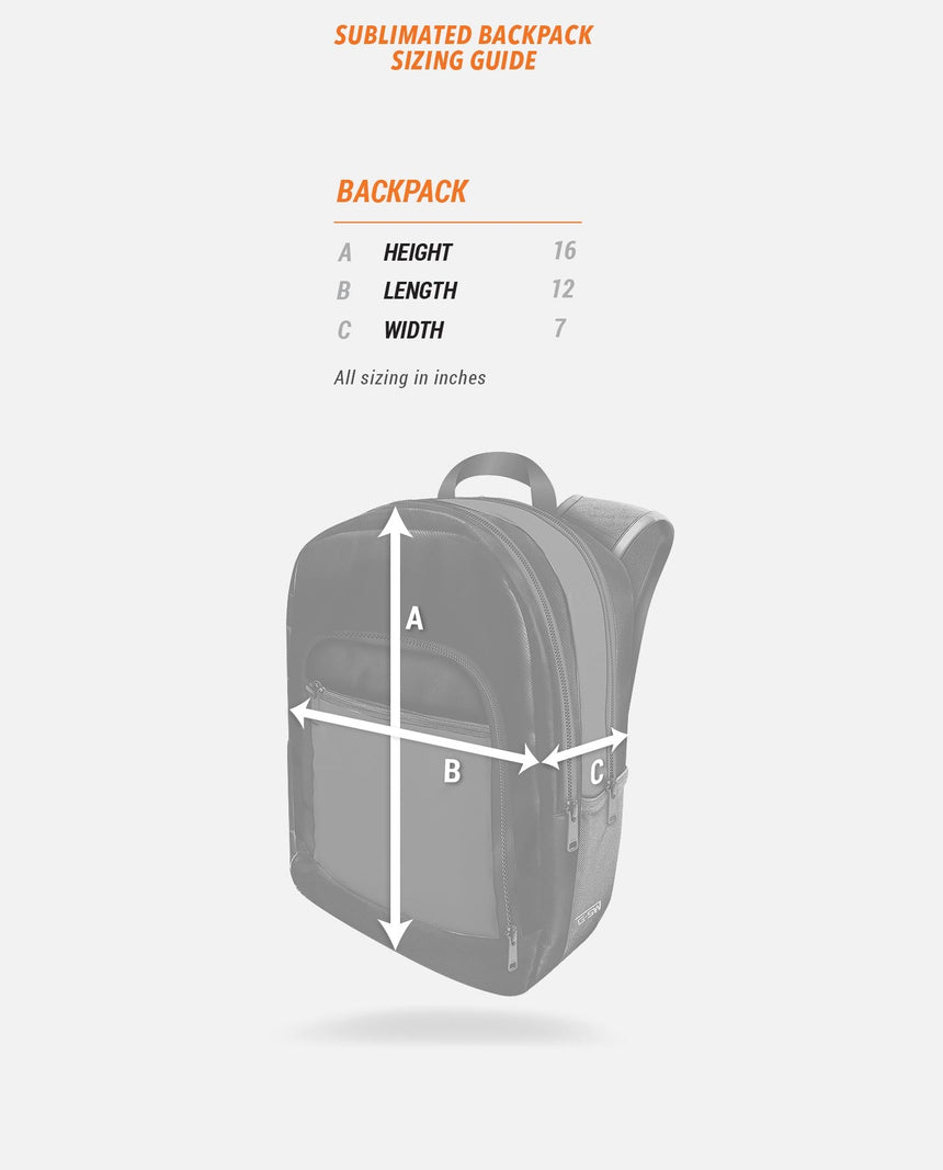 Sublimated Backpack Sizing Guide