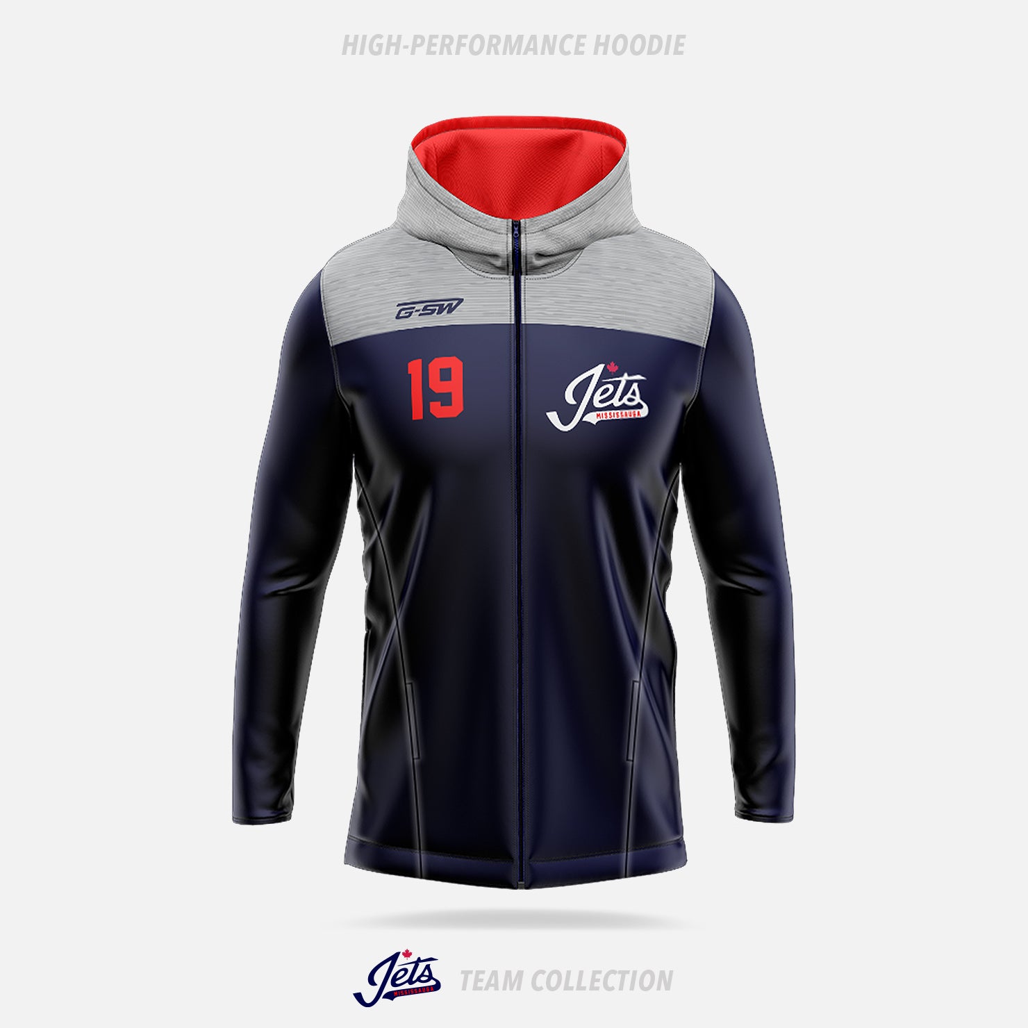Mississauga Jets High-Performance Hoodie (Zip Up) - Mississauga Jets Team Collection
