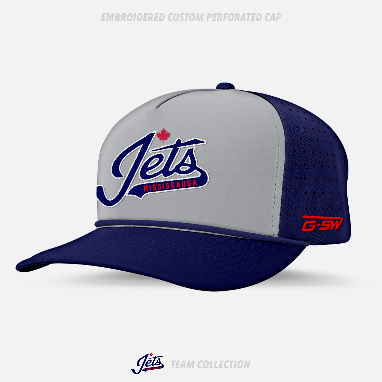 Mississauga Jets Embroidered Custom Perforated Cap - Mississauga Jets Team Collection