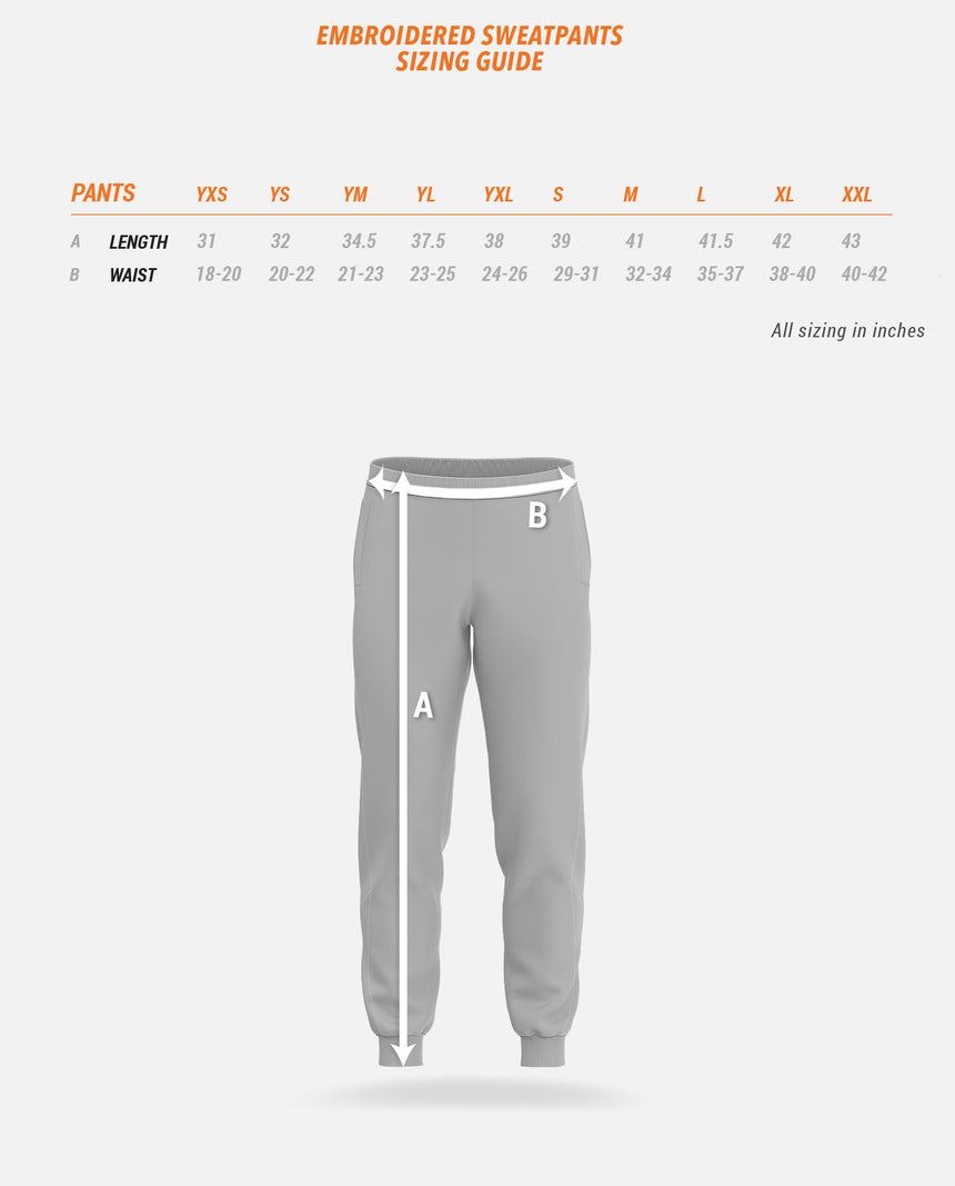 Embroidered Sweatpants Sizing Guide