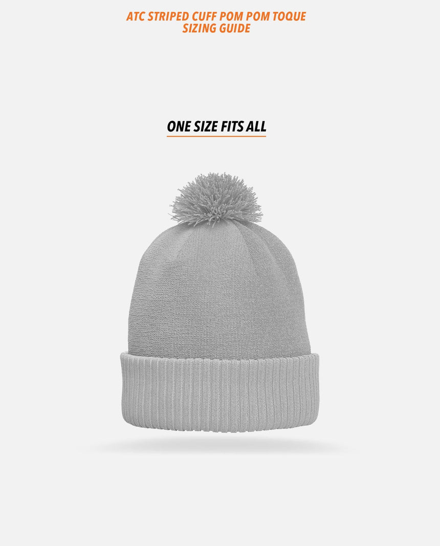 ATC Striped Cuff Pom Pom Toque Sizing Guide