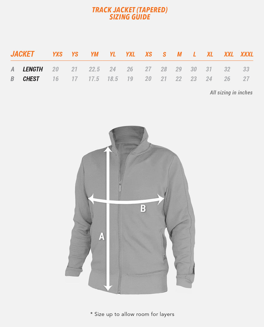 Track Jacket (Tapered) Sizing Guide