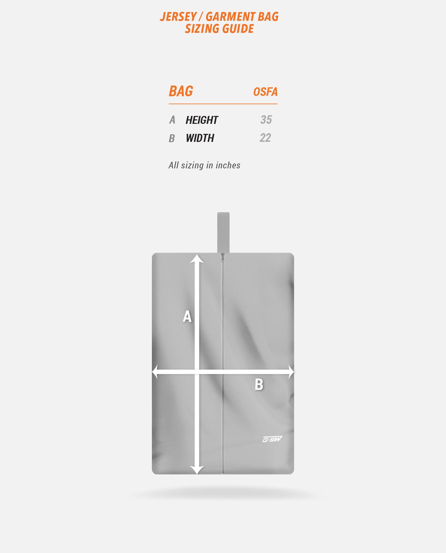 Jersey/Garment Bag Sizing Guide