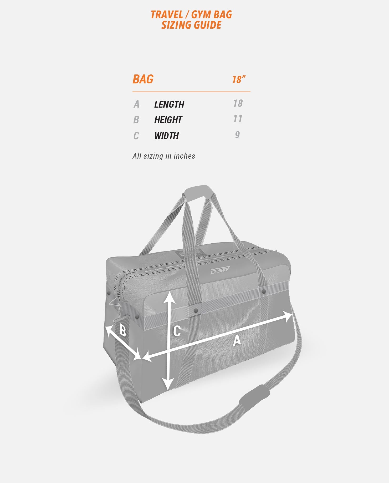 Travel/Gym Bag Sizing Guide