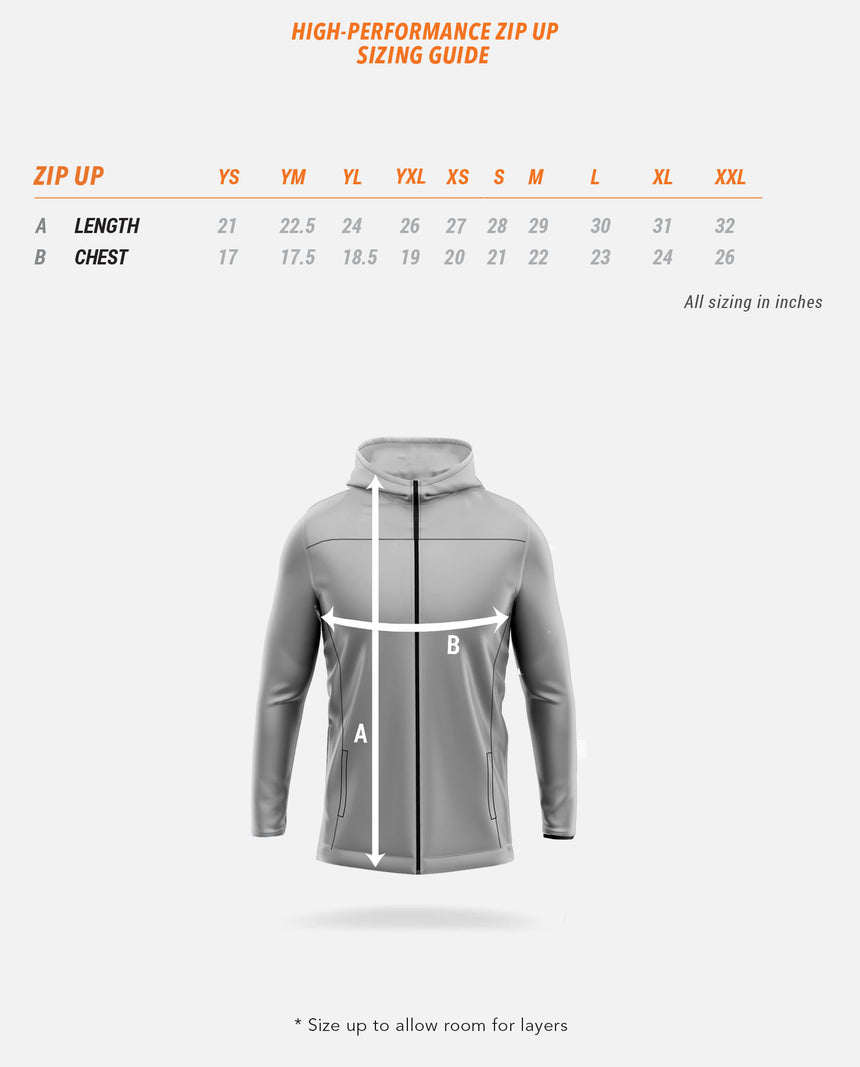 High-Performance Zip Up Sizing Guide
