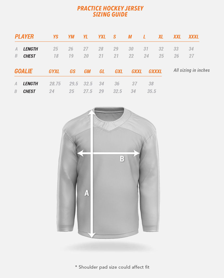 Sublimated Hockey Jersey Sizing Guide