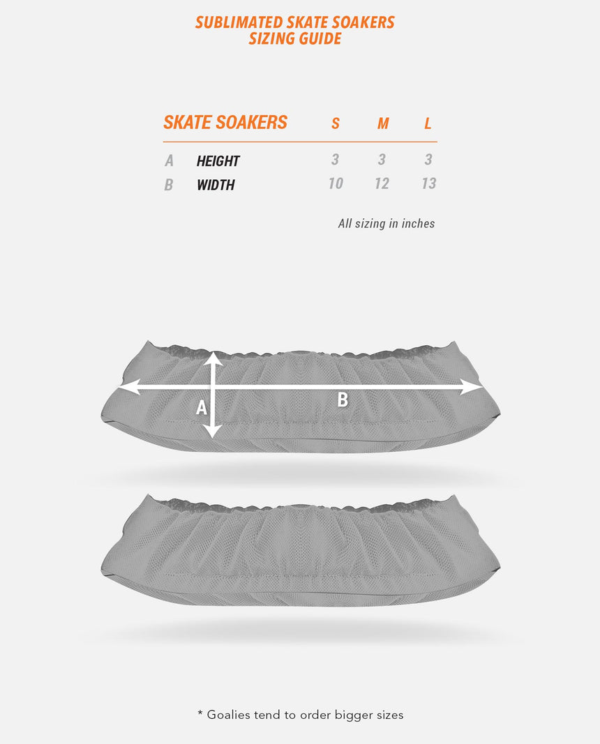 Sublimated Skate Soakers Sizing Guide